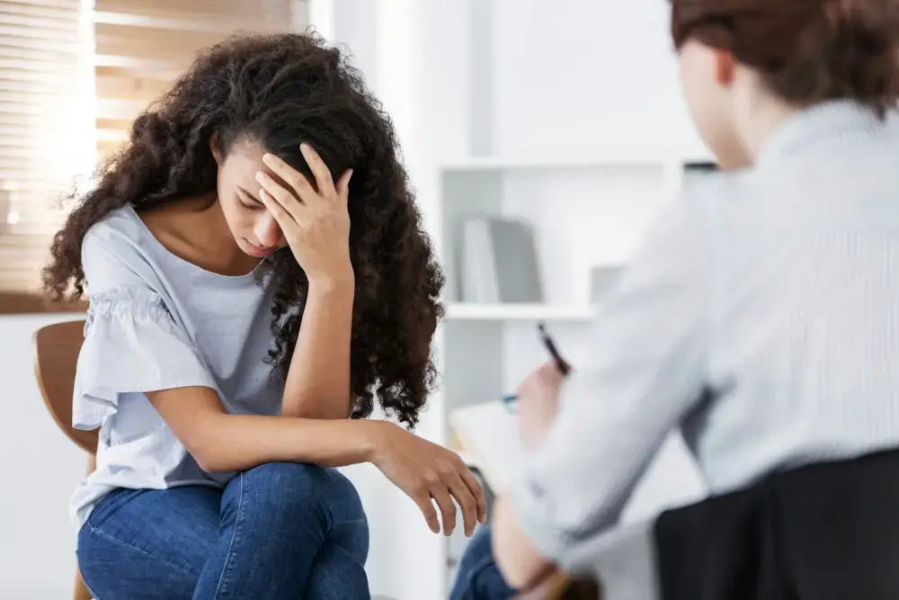 depression-addiction-recovery-nj girl attending individual therapy session for depression and addiction