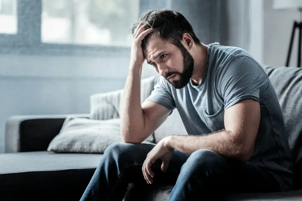 depression-and-addiction-nj man suffering from depression and addiction seeking help and recovery