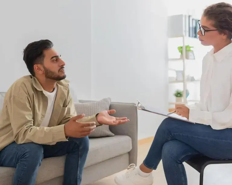 meth-addiction-treatment-new-jersey man understanding meth addiction through therapist guidance and support