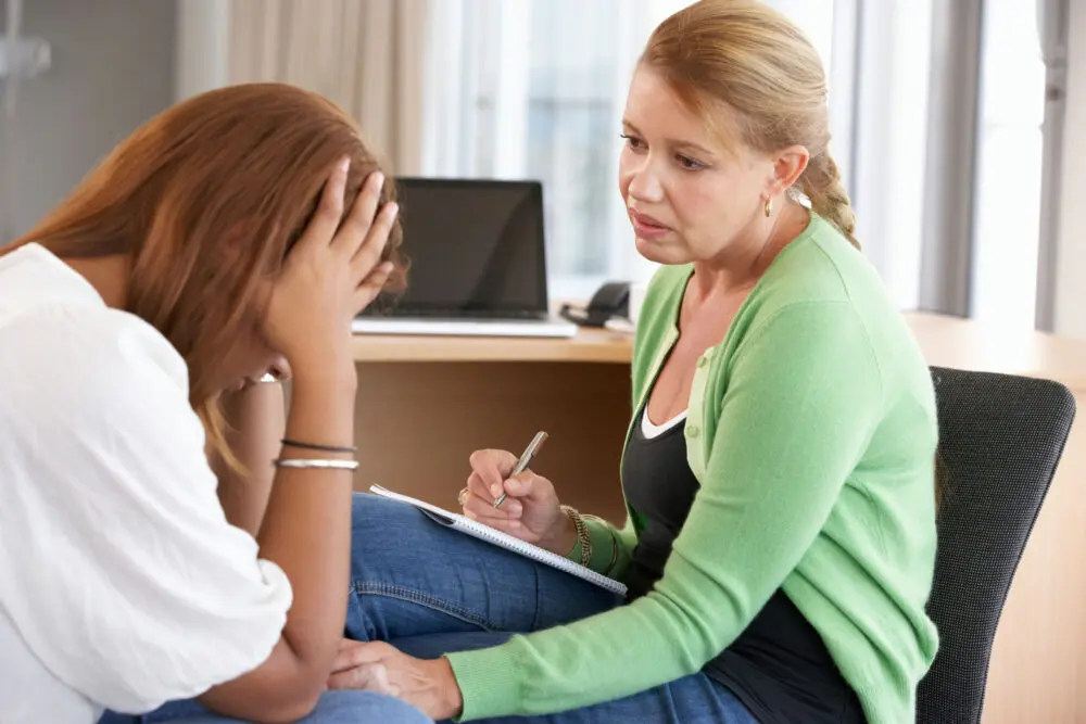 addiction-counseling woman attending addiction counseling in New Jersey