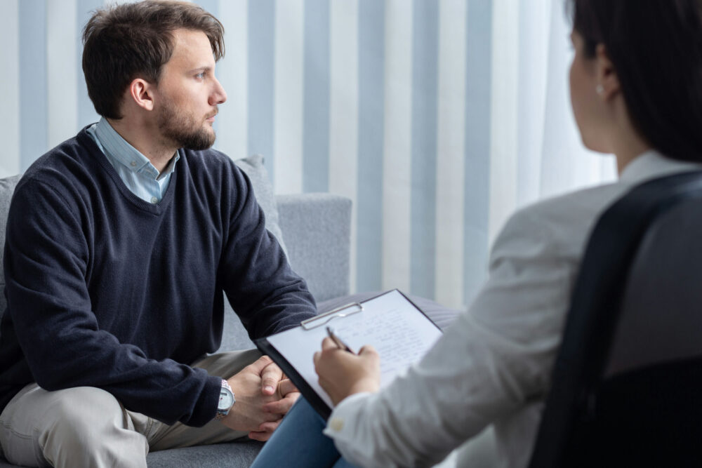 man attending bipolar addiction treatment in Parsippany